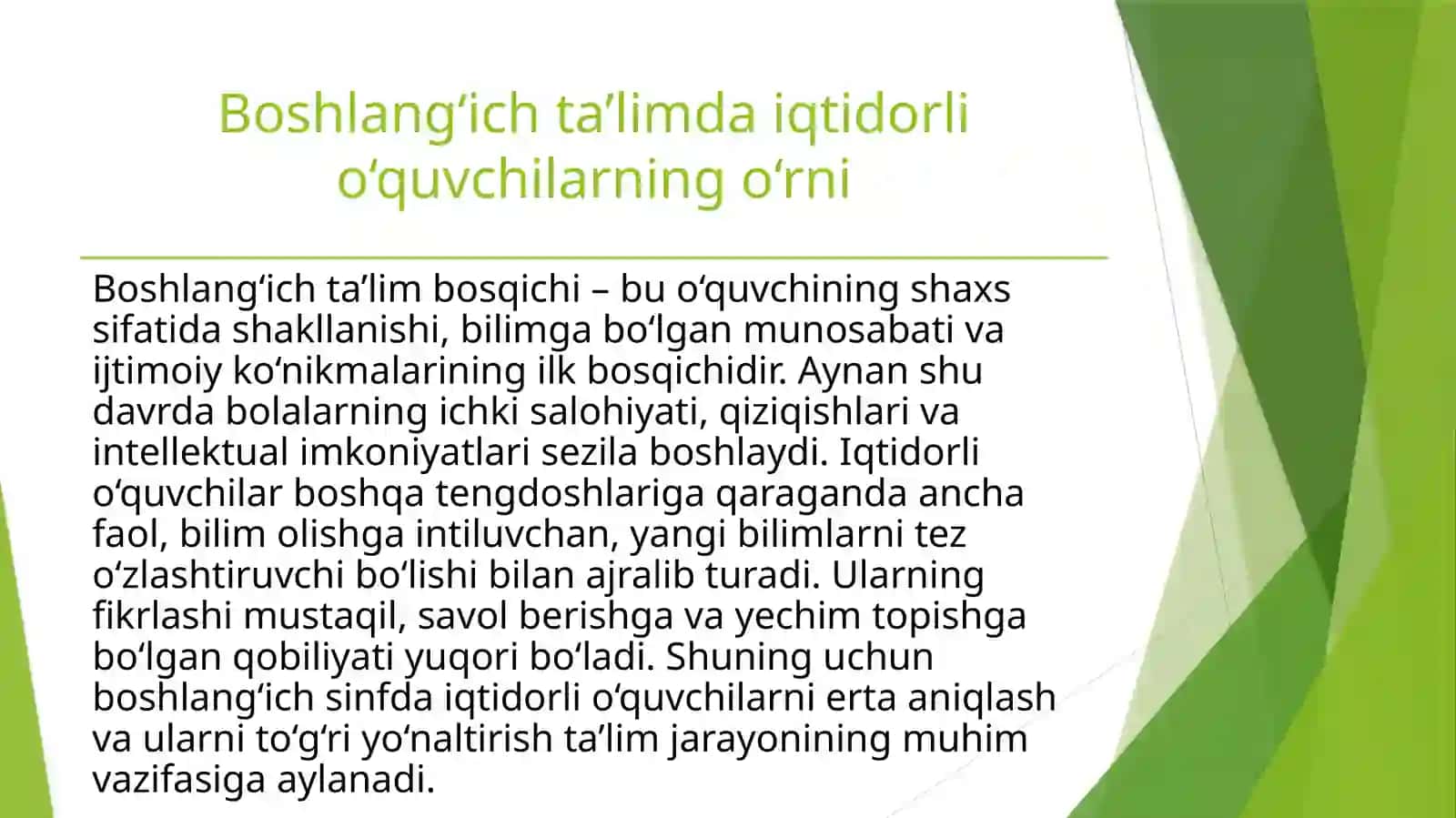 Boshlang‘ich sinfda matematikadan iqtidorli o‘quvchilar bilan ishlash mashg‘ulot ishlanmasi 3