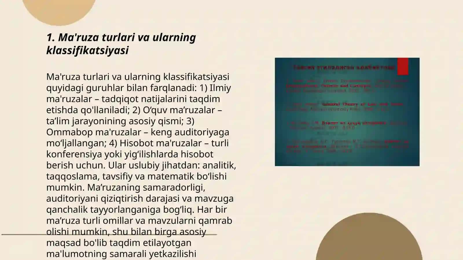 Ma'ruza turlari va ularga qõyiladigan talablar 3
