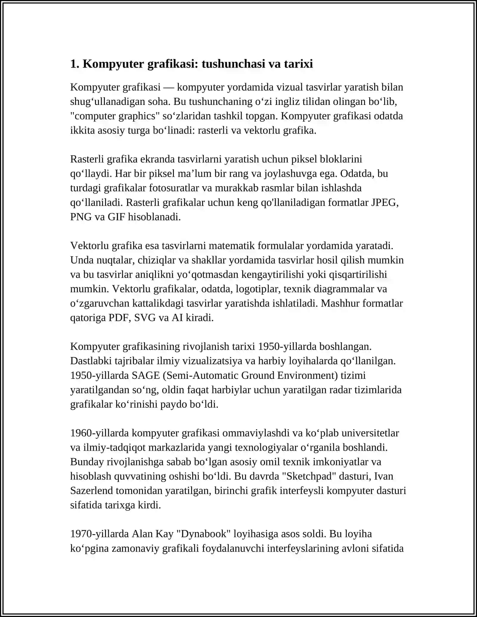 KOMPYUTER GRAFIKASI VA UNING TURLARI 3