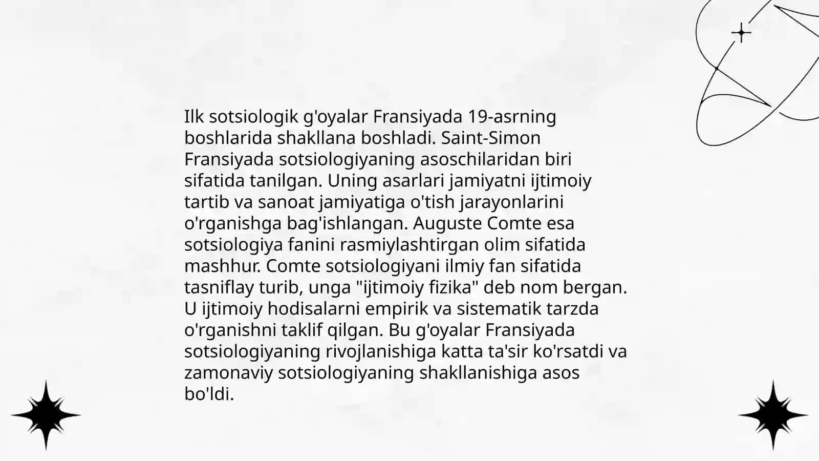 Xorijiy davlatlarda sotsiologiyaning rivojlanish bosqichlari:Fransiya Abdulboqiyeva O'g'iloy 3