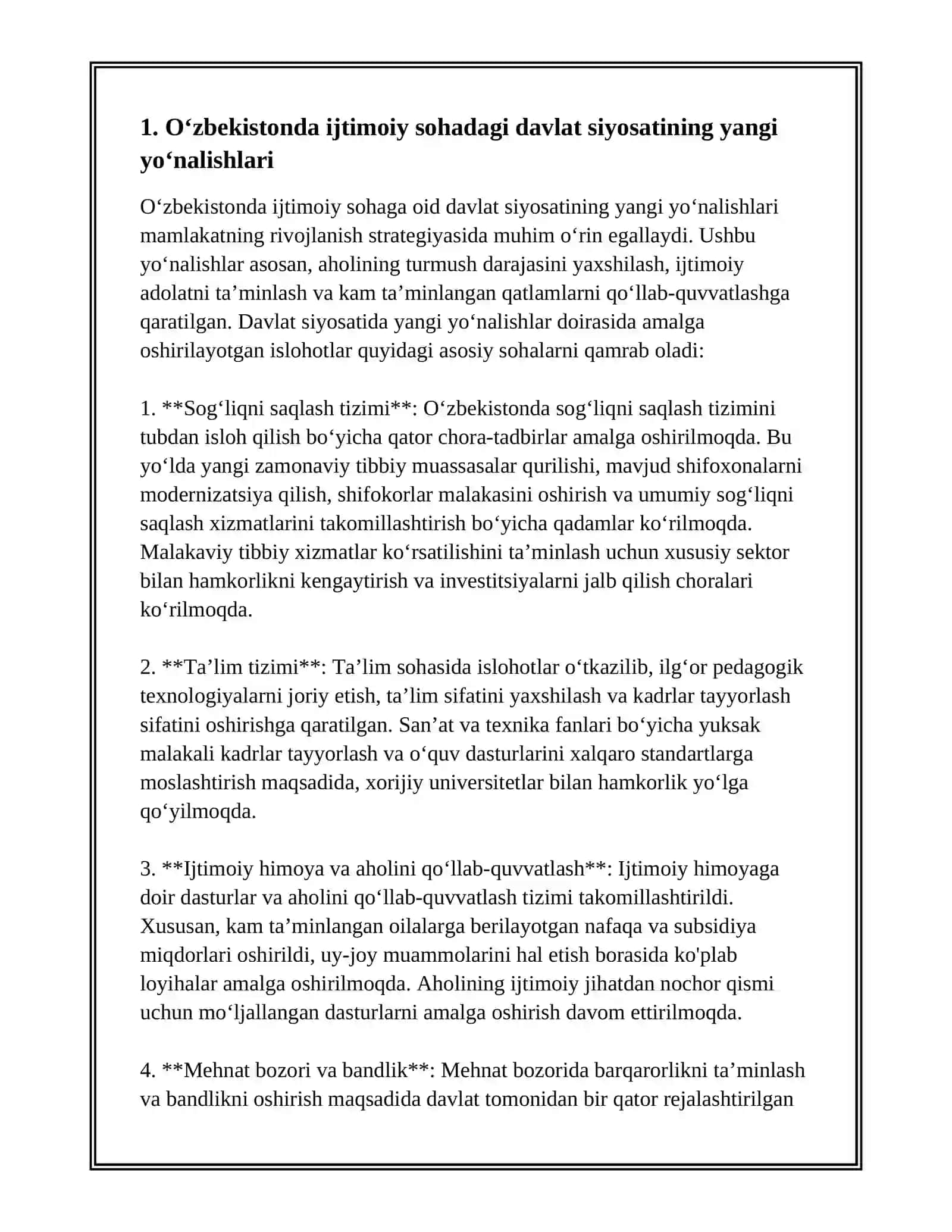 O‘ZBEKISTONDA IJTIMOIY SOHADA AMALGA OSHIRILAYOTGAN O'ZGARISHLAR MAZMUNI VA MOHIYATI 3