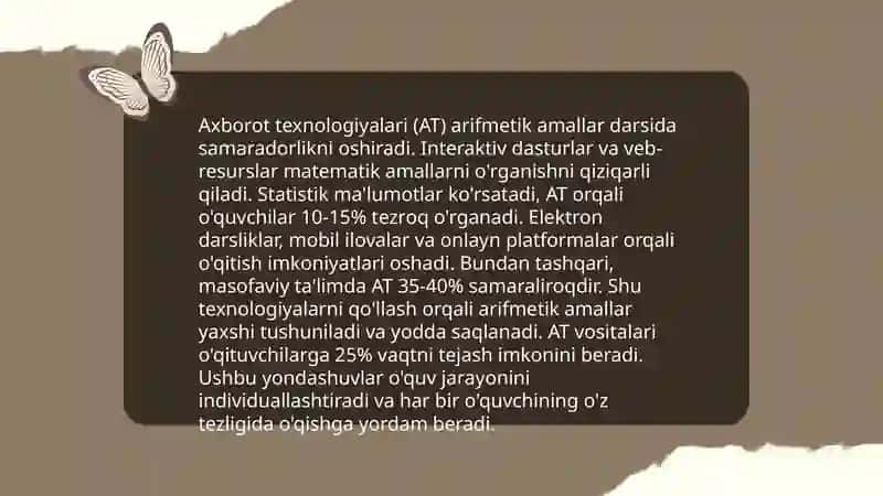 Axborot texnologiyalari arifmetik amallarni o'rganishda 3