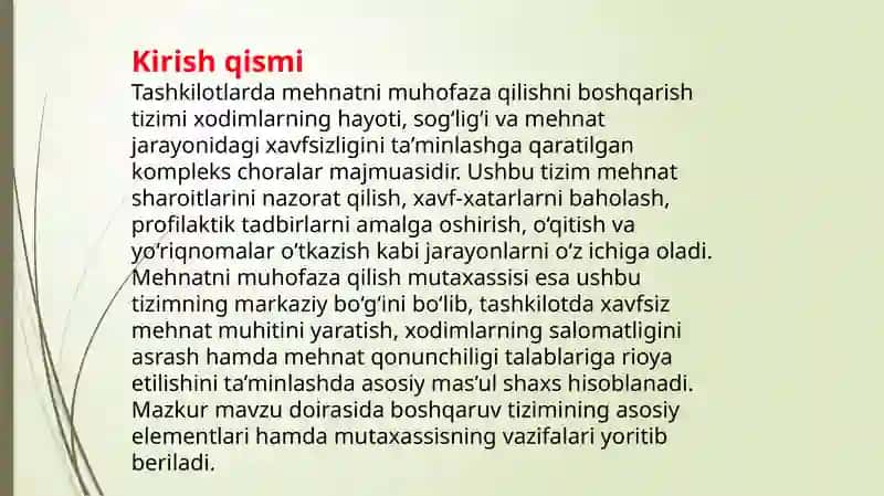 Mehnatni muhofaza qilishni boshqarish tizimi 3