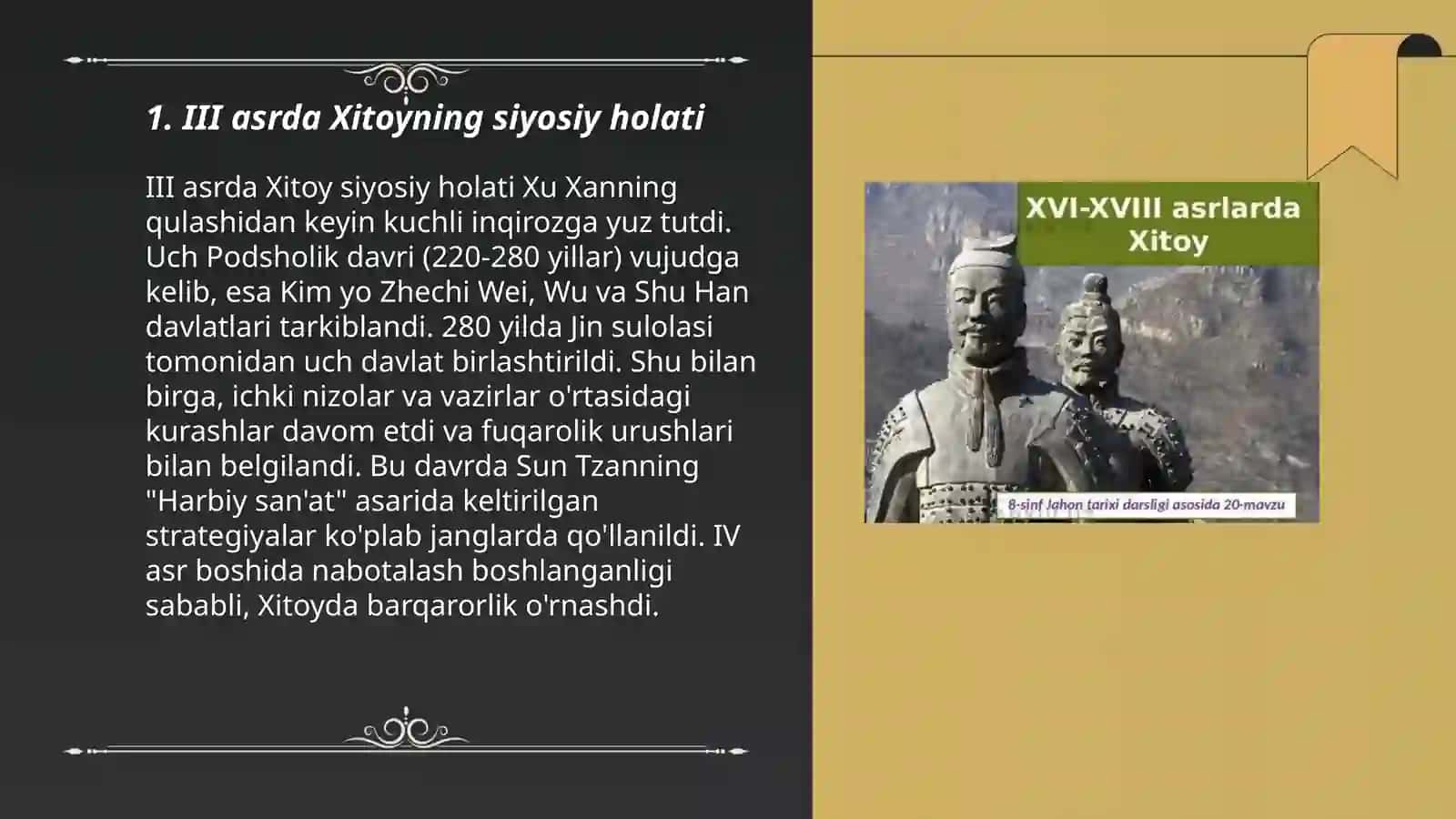 III-IX asirlarda xitoy johon tarixdan 3