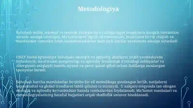 UNEP Yashil iqtisodiyotga oʻtishni baholash 3
