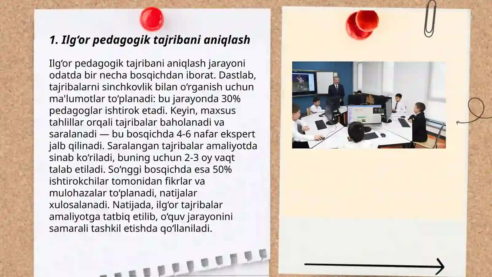Ilģor pedagogik tajribani òrganish va umumlashtirish bosqichlari 3