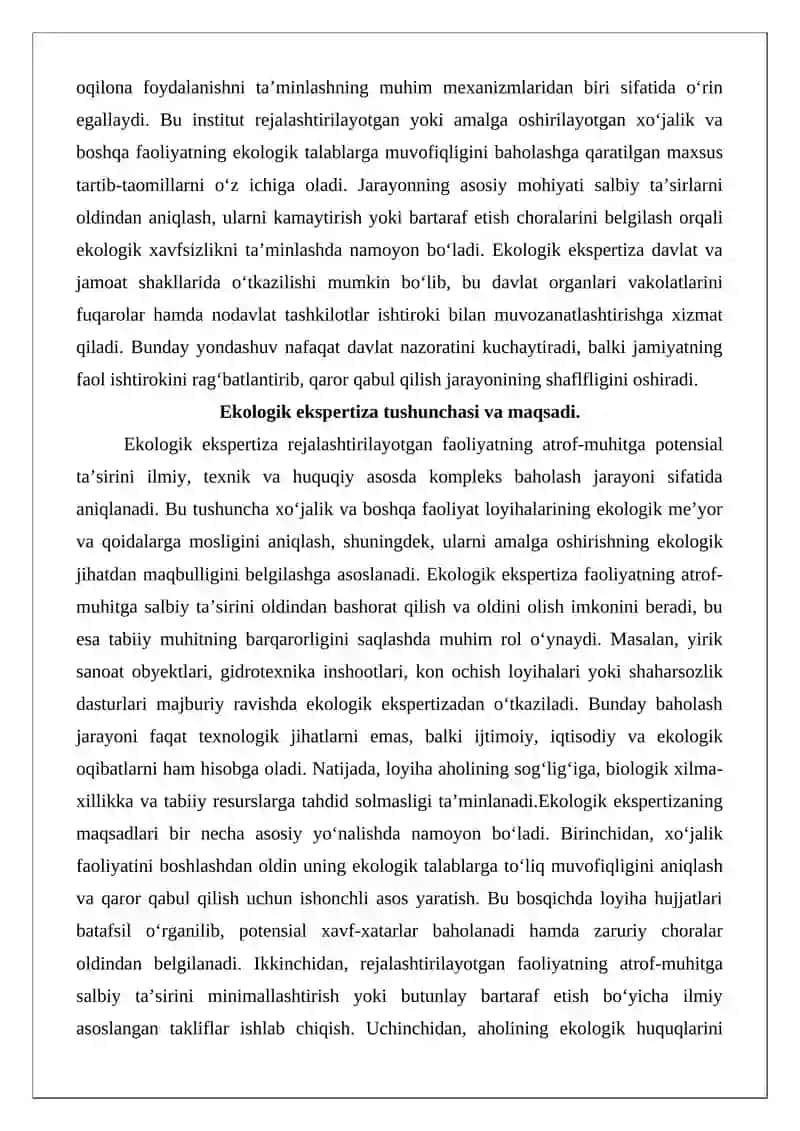 Ekologik ekspertiza tushunchasi va huquqiy ahamiyati 3