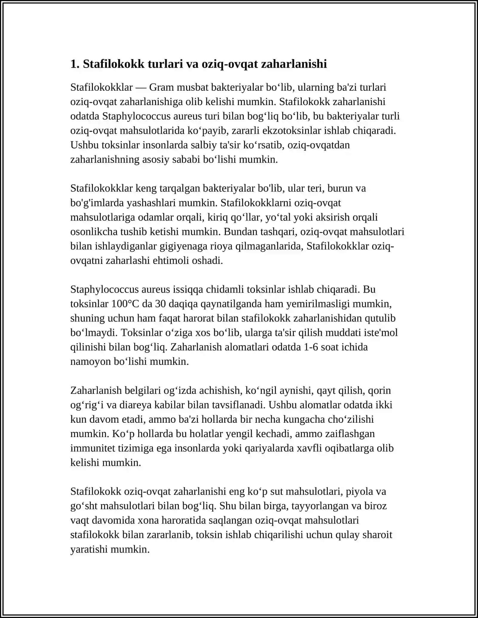 STAFILOKOK BILAN OZIQ OVQAT ZARARLANISHI 3
