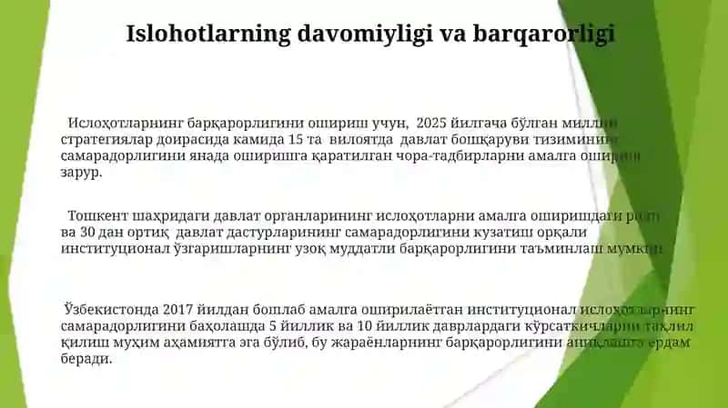 Ислоҳотларнинг барқарорлигини ошириш 3