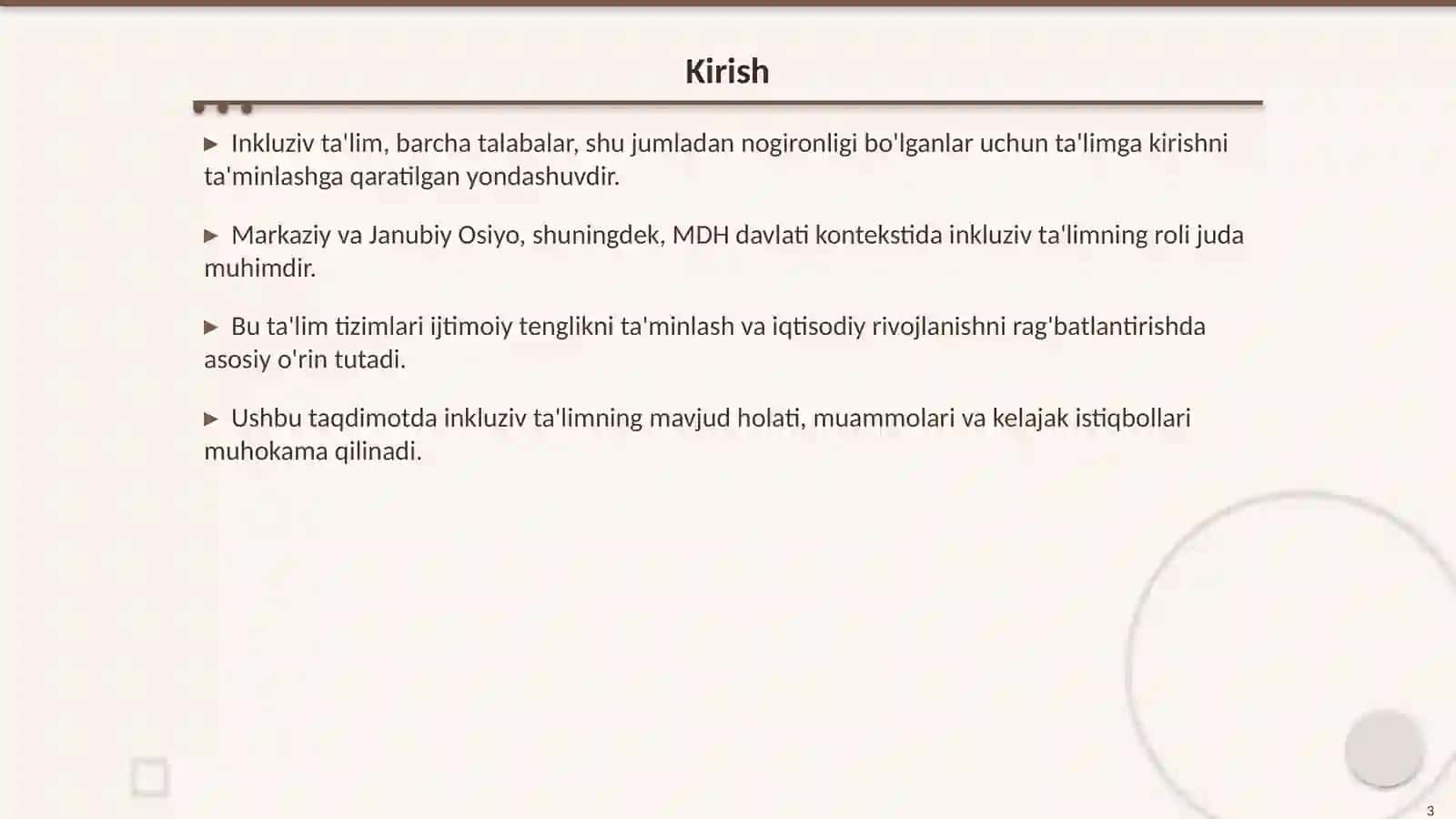 Markaziy Osiyo, Janubiy Osiyo va MDH Davlatlarida Inkluziv Talimni Rivojlanishi 3