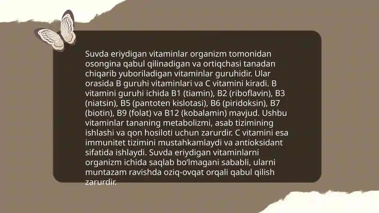 Suvda eriydigan vitaminsimon moddalar 3