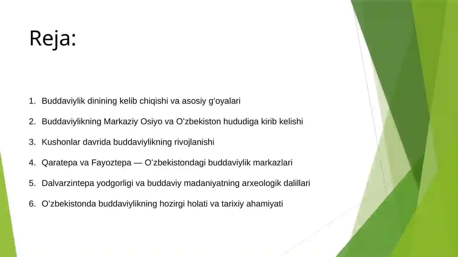 O`zbekistonda buddaviylik dinining tarixiy ildizlari (Qaratepa, Fayoztepa,Dalvarzintepa) va hozirgi zamon. 3