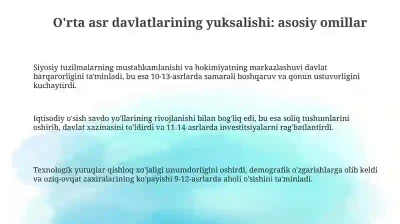 Rivojlangan orta asr davlatlari tarixi 3