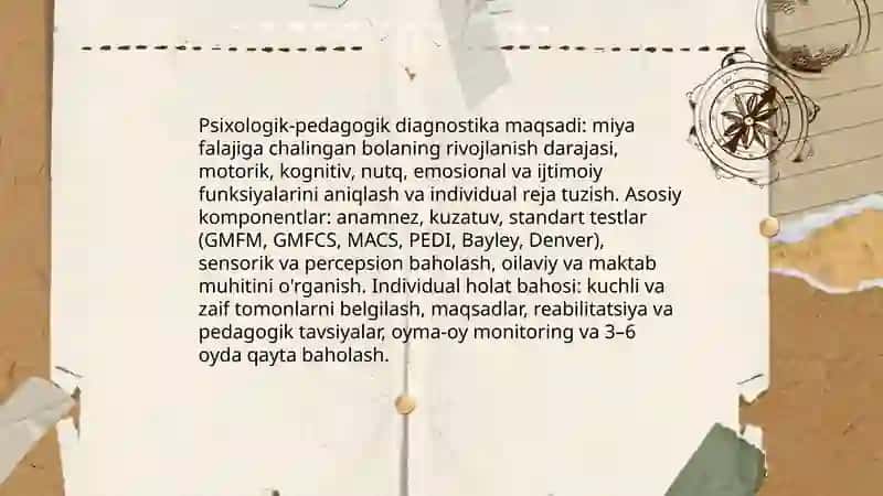 Miya falajiga chalingan bolalarga psixologik pedagogik yordamning vazifalari va asosiy yoʻnalishlari 3