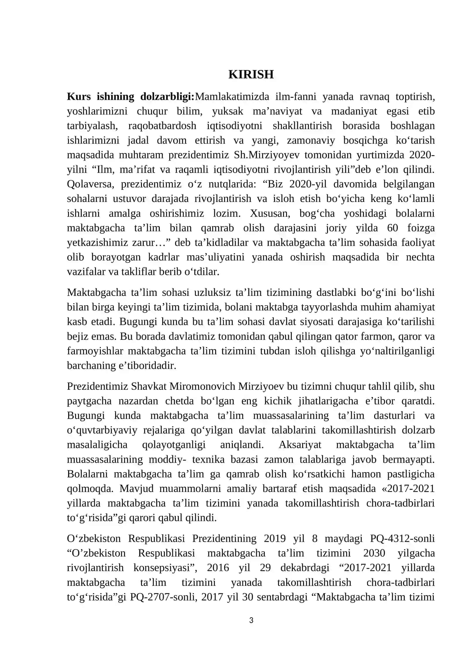 KURS ISHI: Maktabgacha talimda muammoli talimni tashkil etish bosqichlari 3