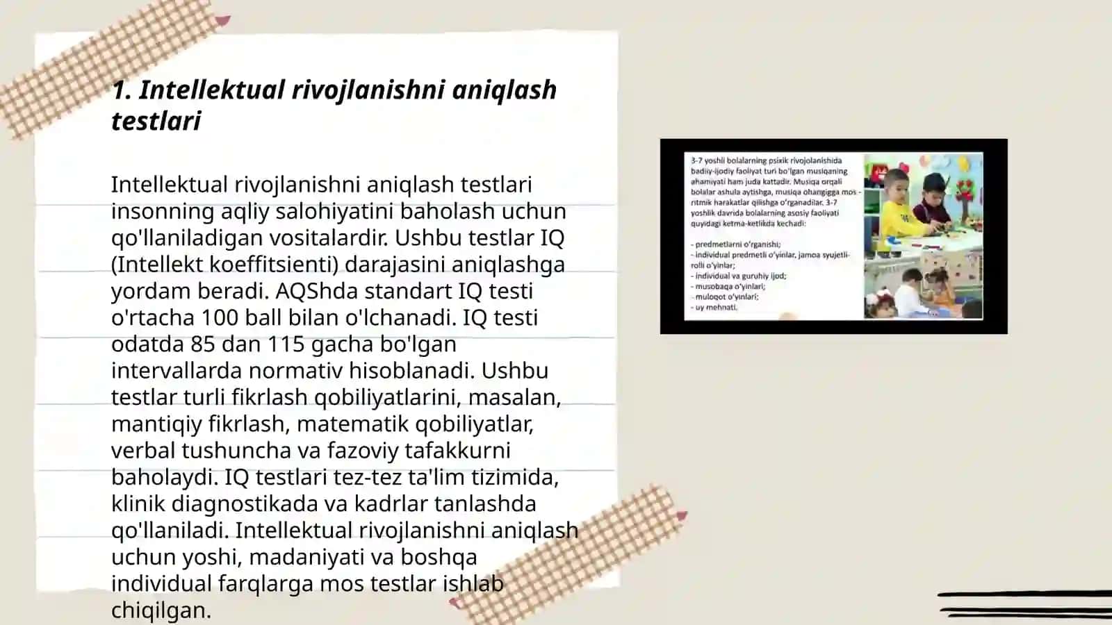 Intellektual rivojlanishni aniqlash testlari 3