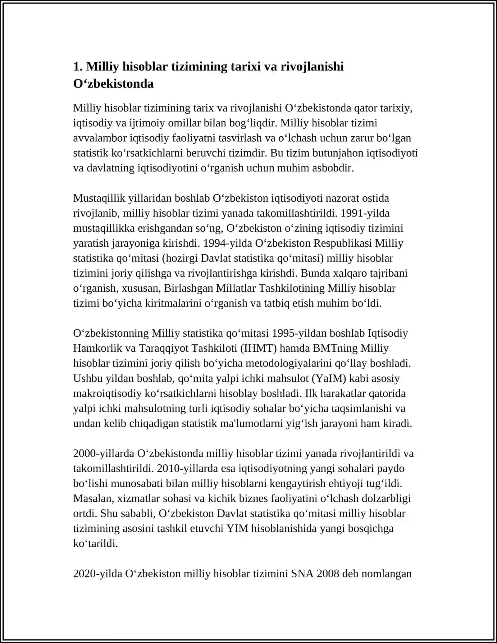 O‘ZBEKISTONDA MILLIY HISOBLAR TIZIMI: HOLATI VA ISTIQBOLLARI 3