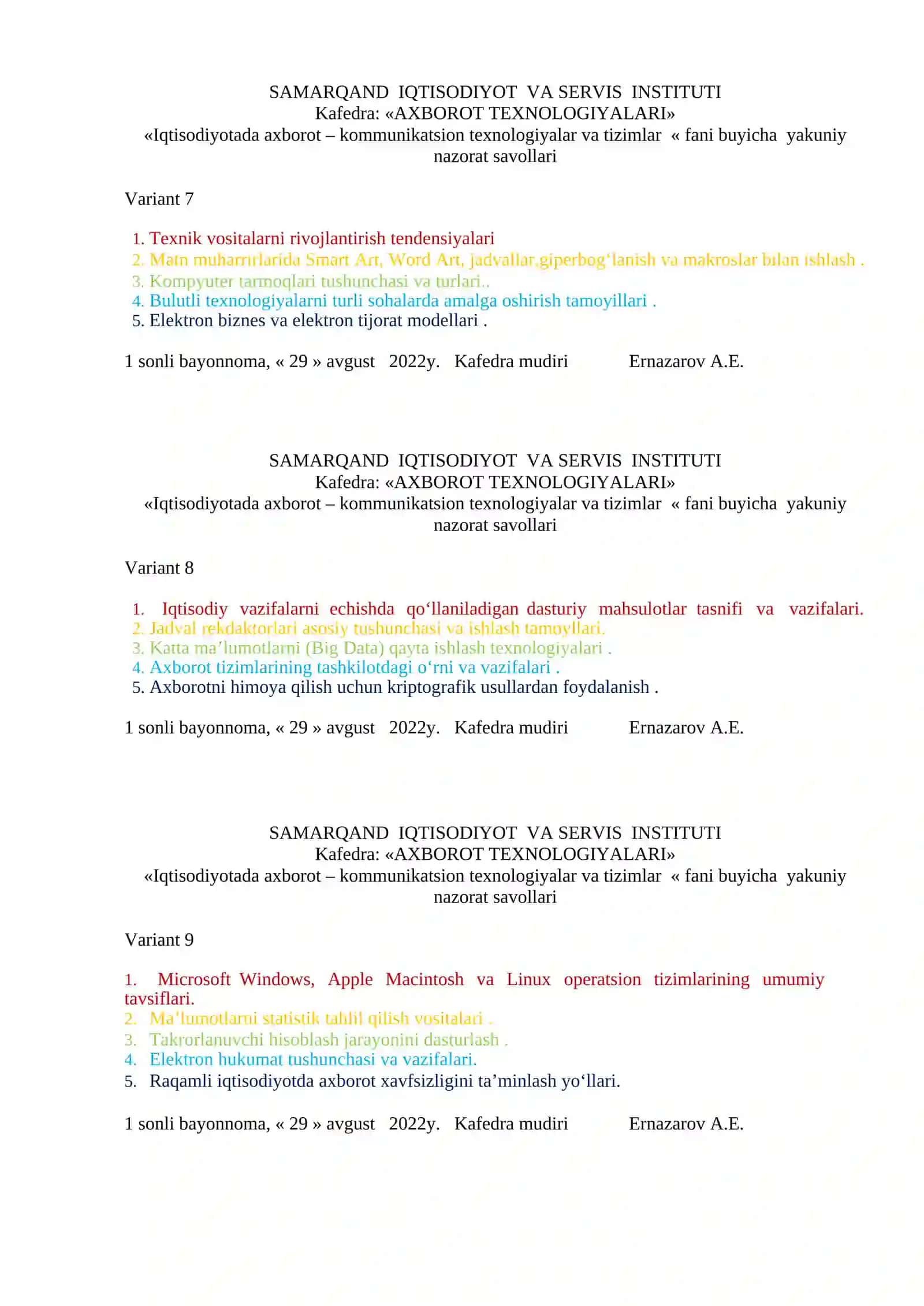 Iqtisodiyotda axborot-kommunikatsion texnologiyalar va tizimlar 3