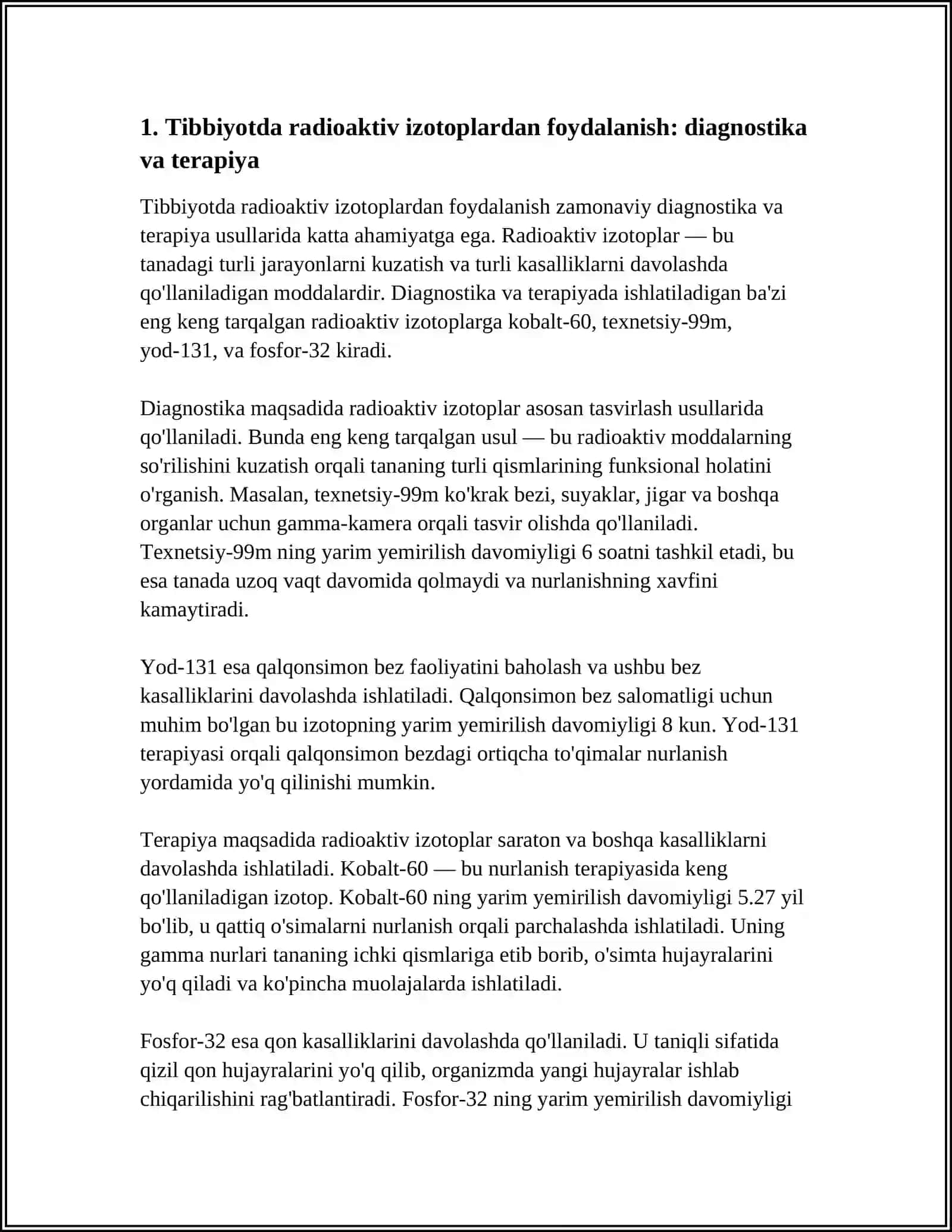Oʻzbekistonda radioaktiv elementlardan foydalanish 3