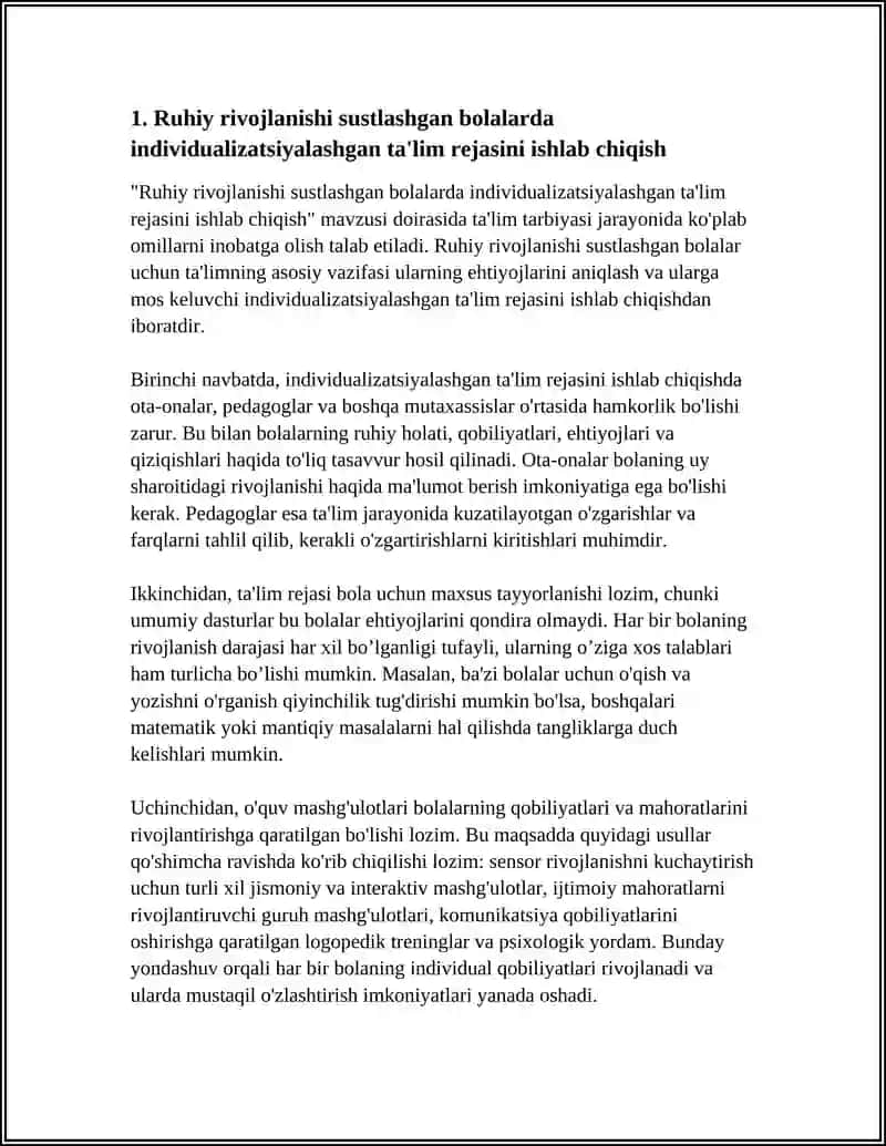 Ruhiy rivojlanishi sustlashgan bolalarda individualizatsiyalashgan ta'lim rejasini ishlab chiqish 3
