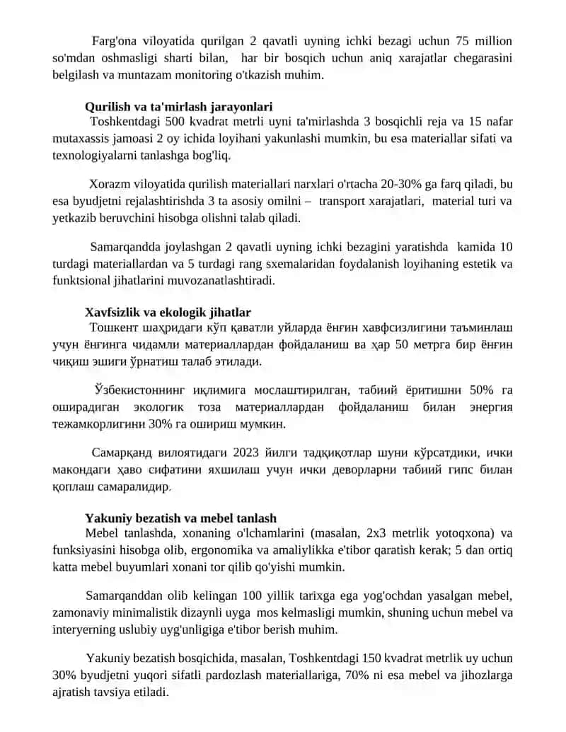 Turar joy binolarini interyerini shakllantirish uchun zarur talablar va sharoitlar 3