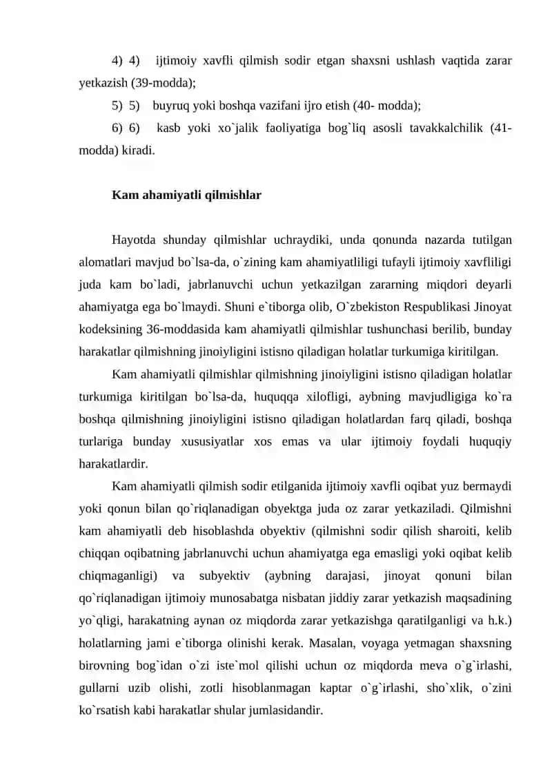 Qilmishning Jinoiyligini Istisno Qiladigan Holatlar Tushunchasi va Turlari 3