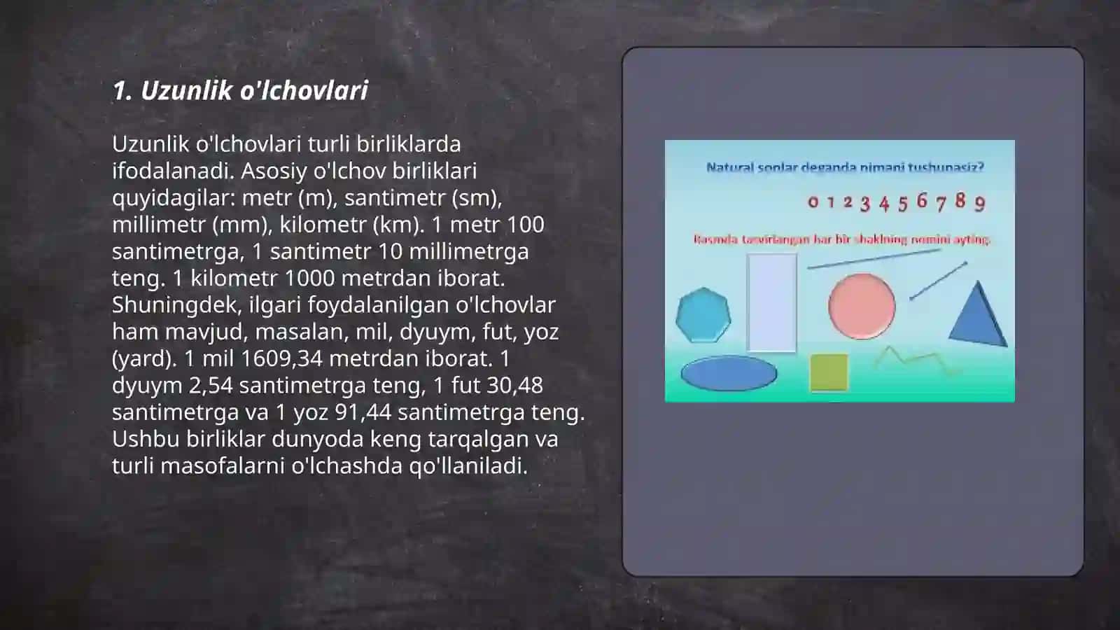 Boshlang'ich sinflarda o'rganiladigan asosiy miqdorlar 3