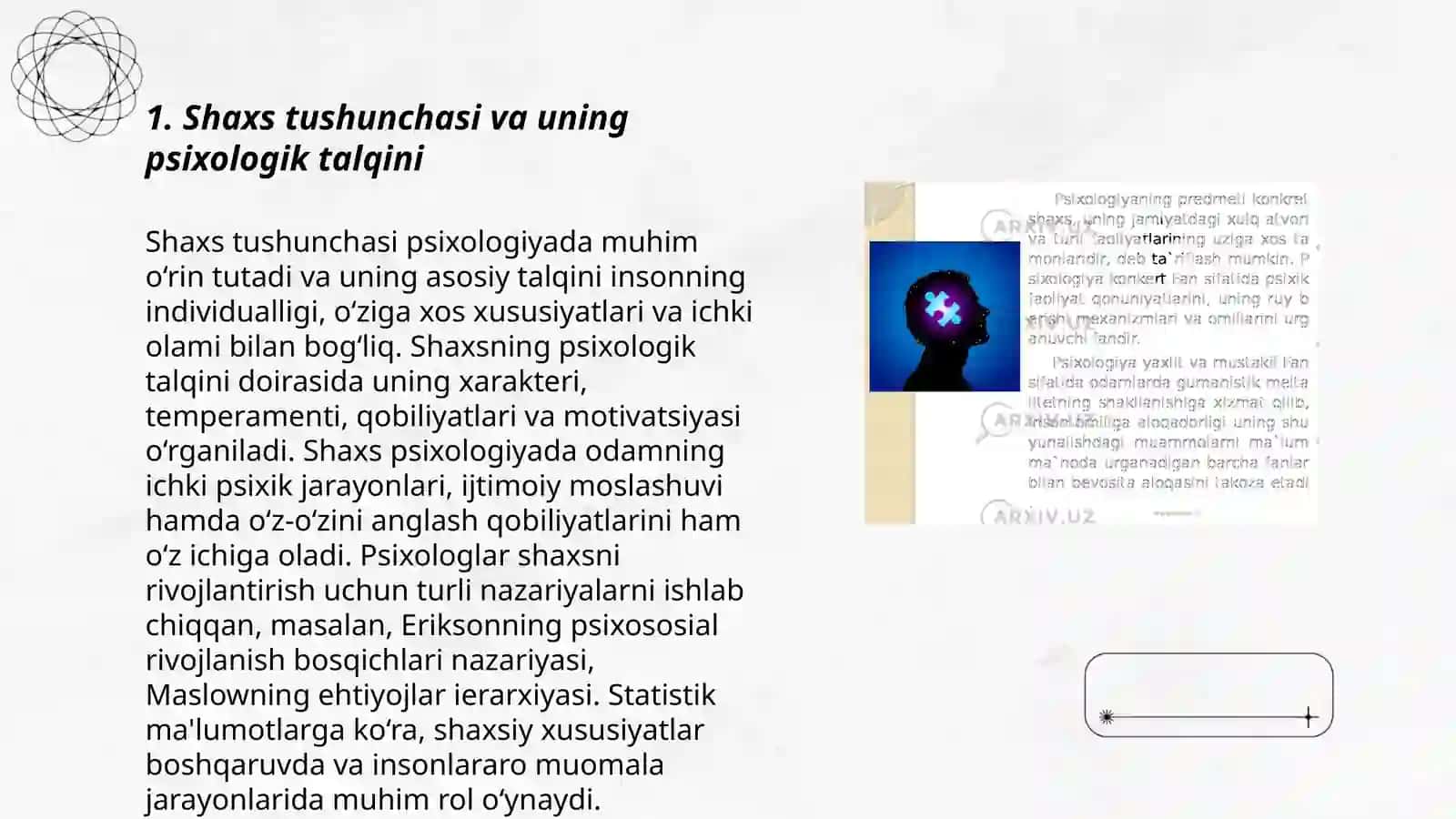 Chet El psixologiyasida shaxs nazariyasi 3