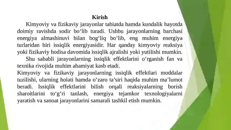 Kimyoviy va fizikaviy jarayonlarning issiqlik effektlari 3