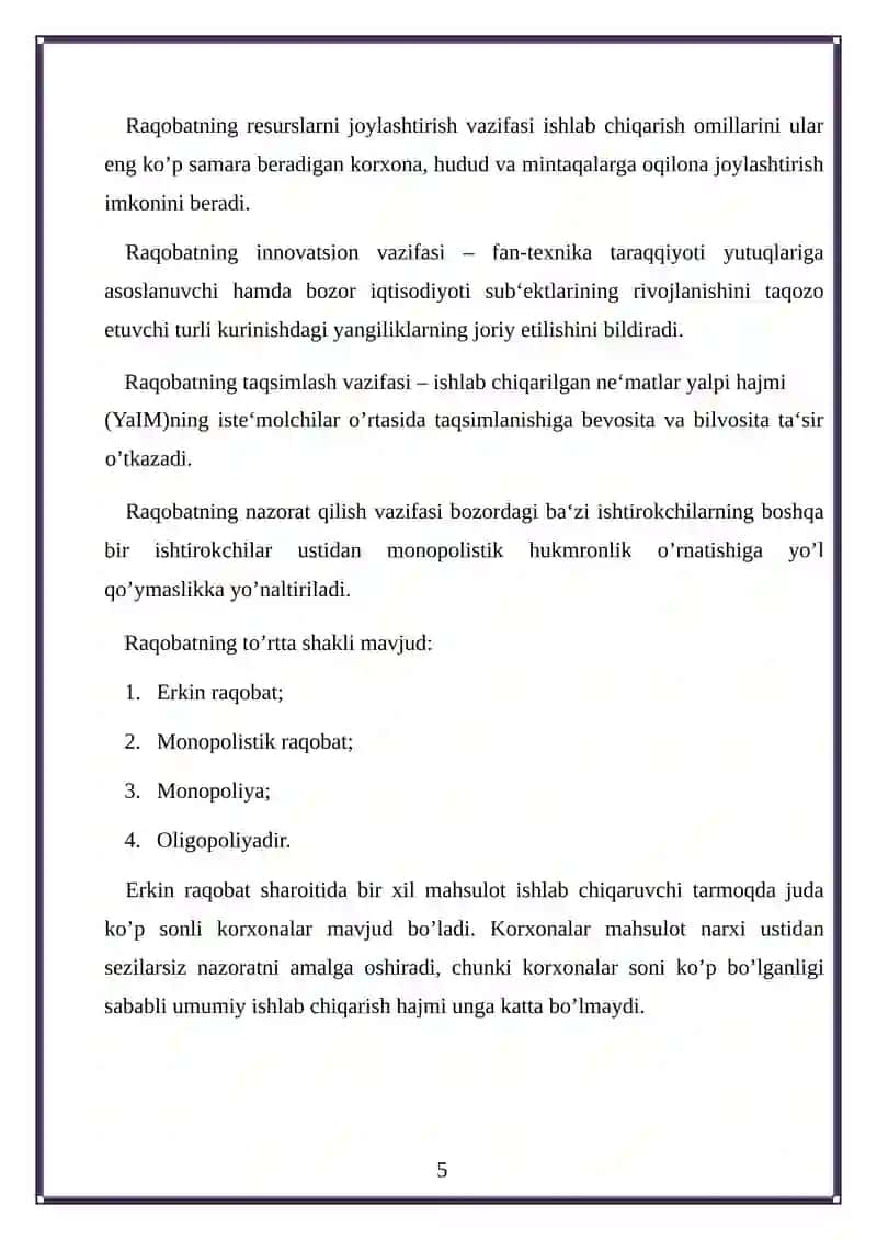 Raqobatning asosiy shakllari va usullari 3