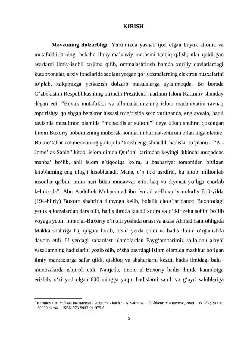 IMOM BUXORIY VA IMOM TERMIZIYNING HADIS ILMIGA QOʻSHGAN HISSASI 3