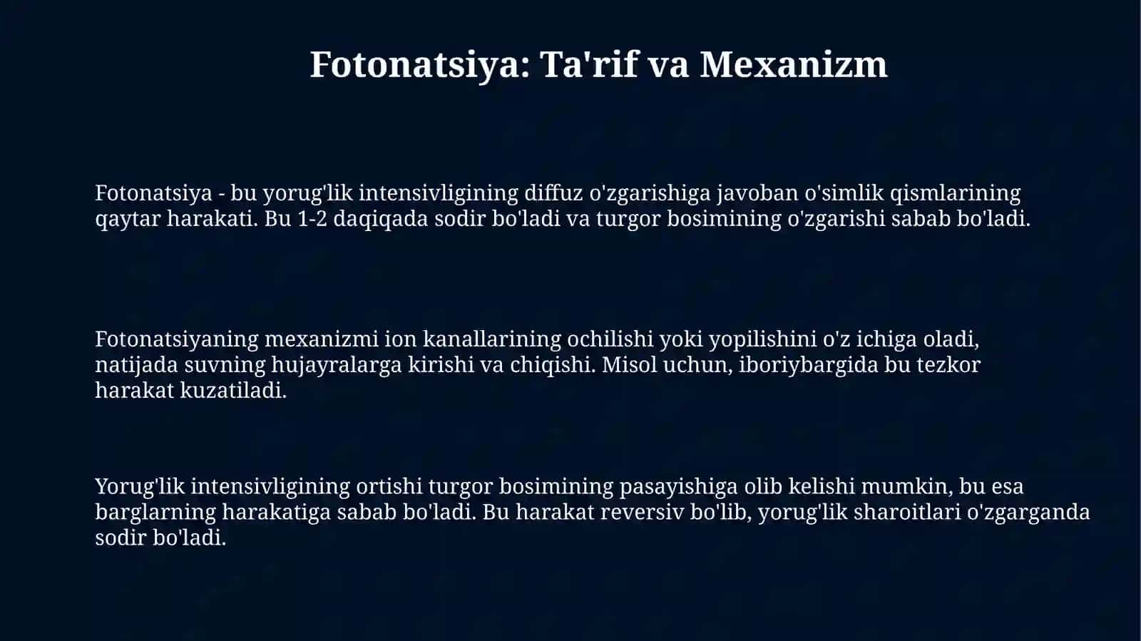 O'simliklarda fotonatsiya, fototropiz, fotonatsiya, geotropizm hodisalarinikuzatish 3