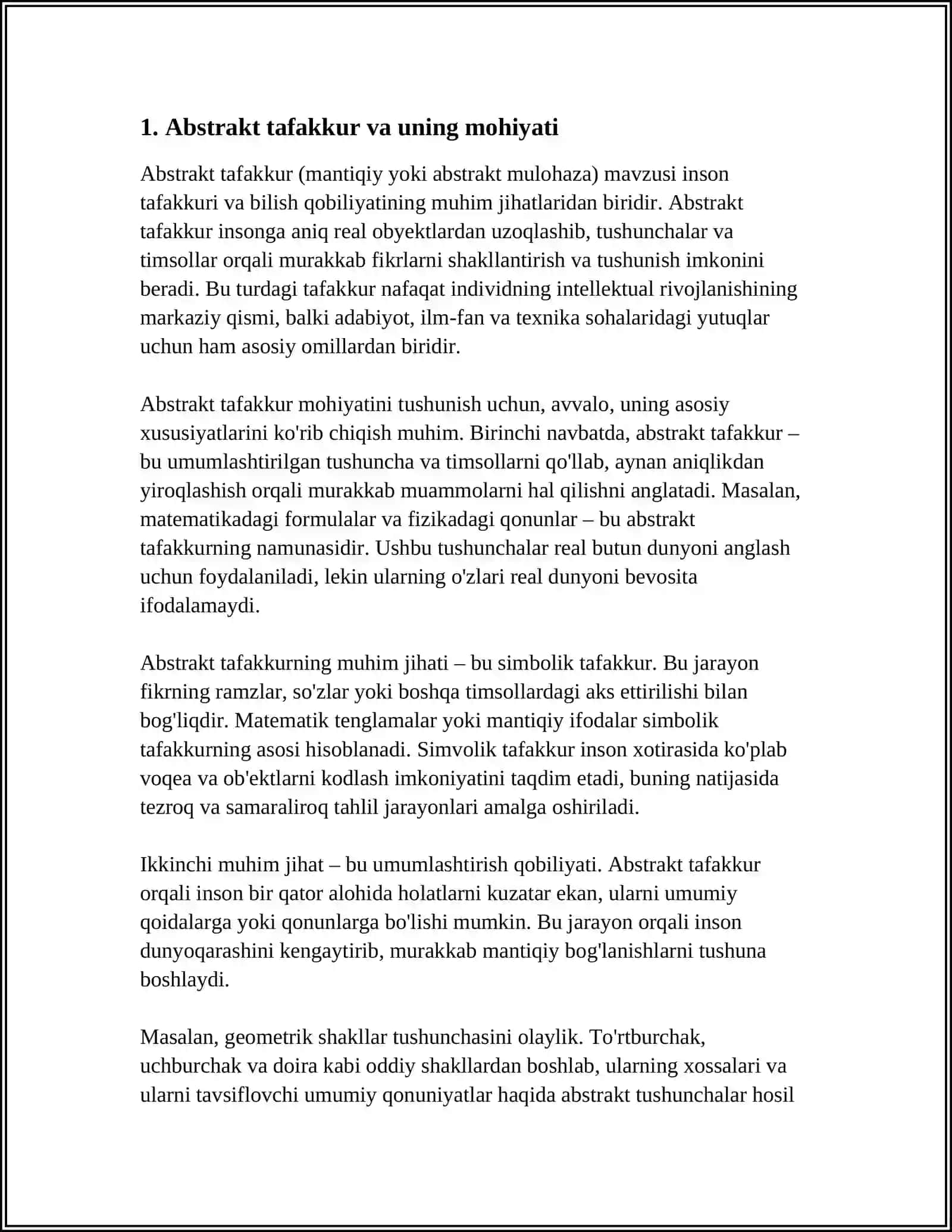 ABSTRAKTSIYA TUSHUNCHASI. XULOSA VA HUKM. AKTIV VA PASSIV XAYOL, XAYOL TURLARI 3