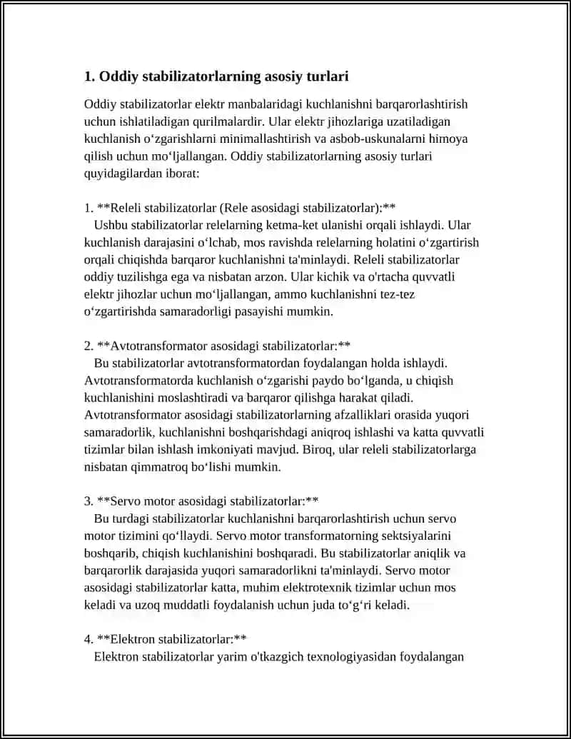 ODDIY STABILIZATORLAR 3