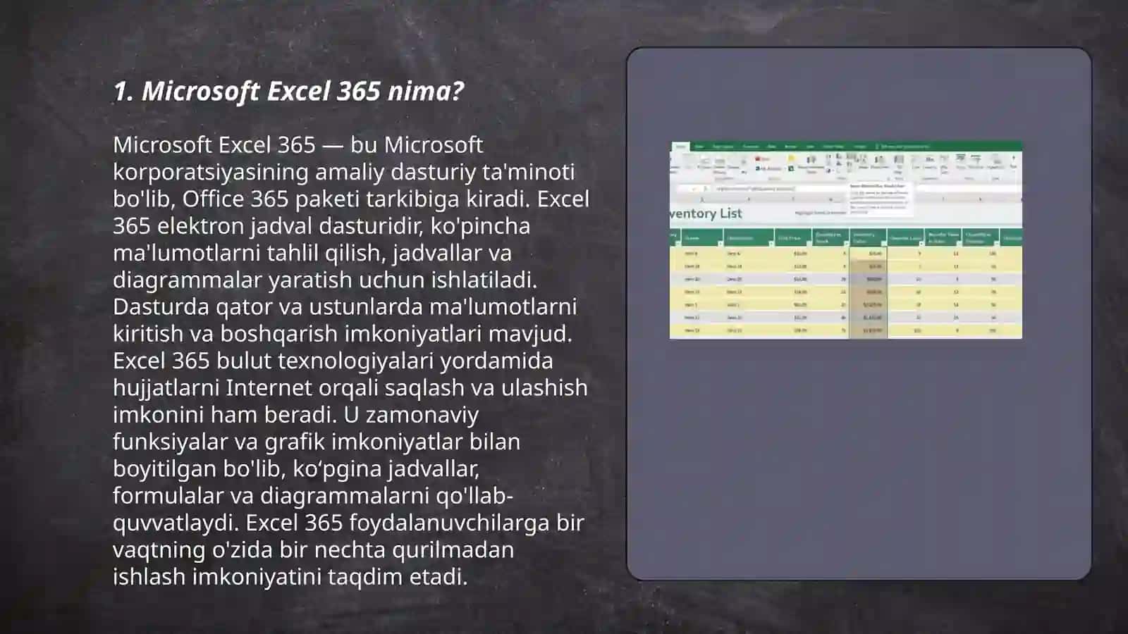 Microsoft Excel 365 3