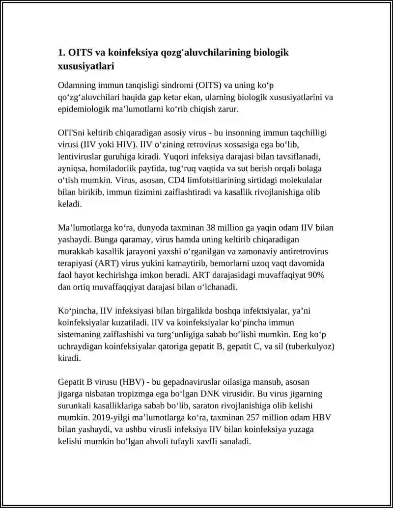 OITS KASALLIGINING KOINFEKSIYA QÓZĞALUVCHILARI PATOGENEZI, LABARATORIYA TASHXISI 3