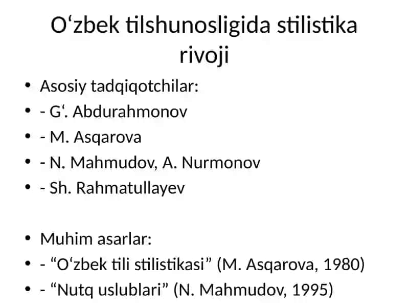 O'zbek tilshunosligida stilistika 3