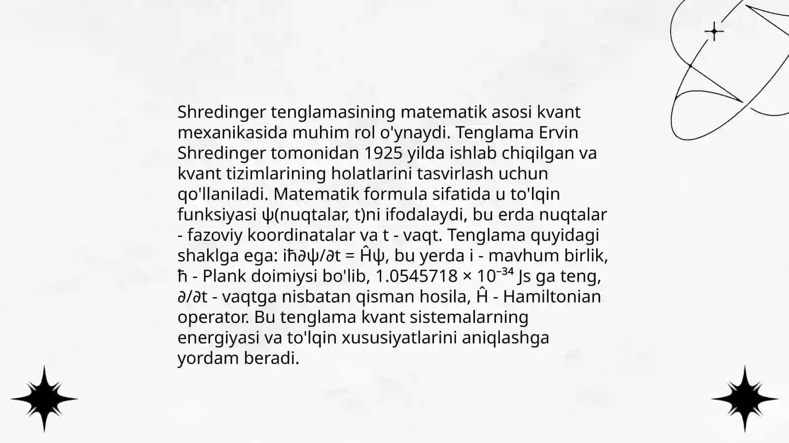 Shredinger tenglamasi. Toʻlqin funksiyasining fizik maʼnosi 3