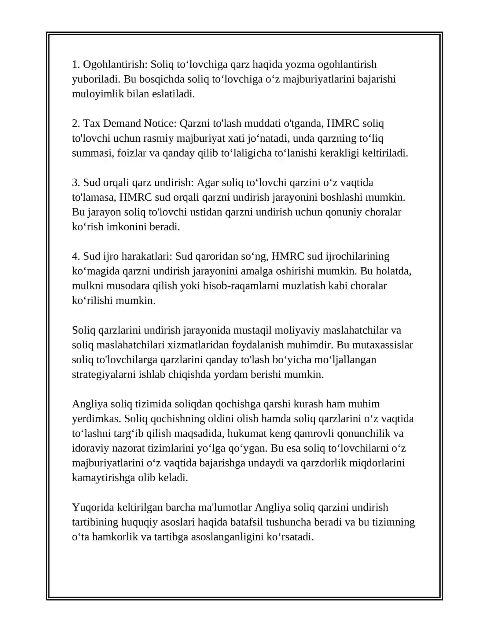 ANGLIYA SOLIQ QARZINI UNDIRISH TARTIBI 3