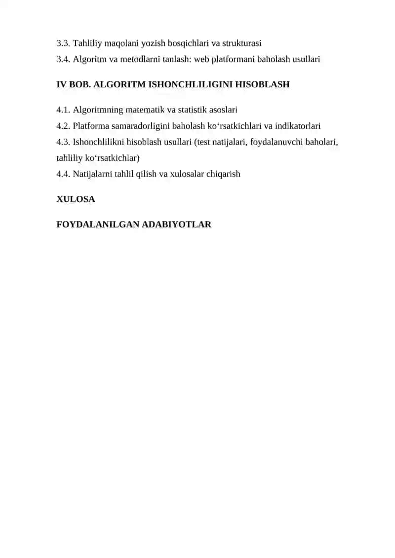 Magistrlik dissertatsiyasining (Ta'limda innovatsion pedagogik texnologiyalarni targ'ib qiluvchi web platforma ishlab chiqish) nazariy qismi bo’yicha tahliliy maqola tayyorlash 3