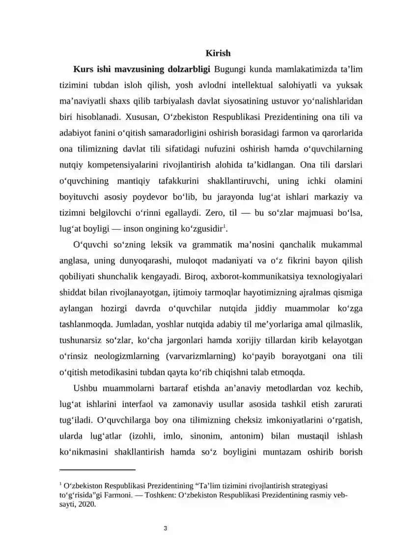 Ona tili darslarida lugʻat ishlari metodikasi 3