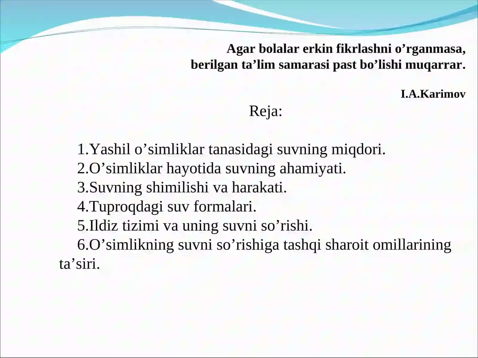 O’simliklarning suvni so’rishiga tashqi muhit omillarining ta’siri 3