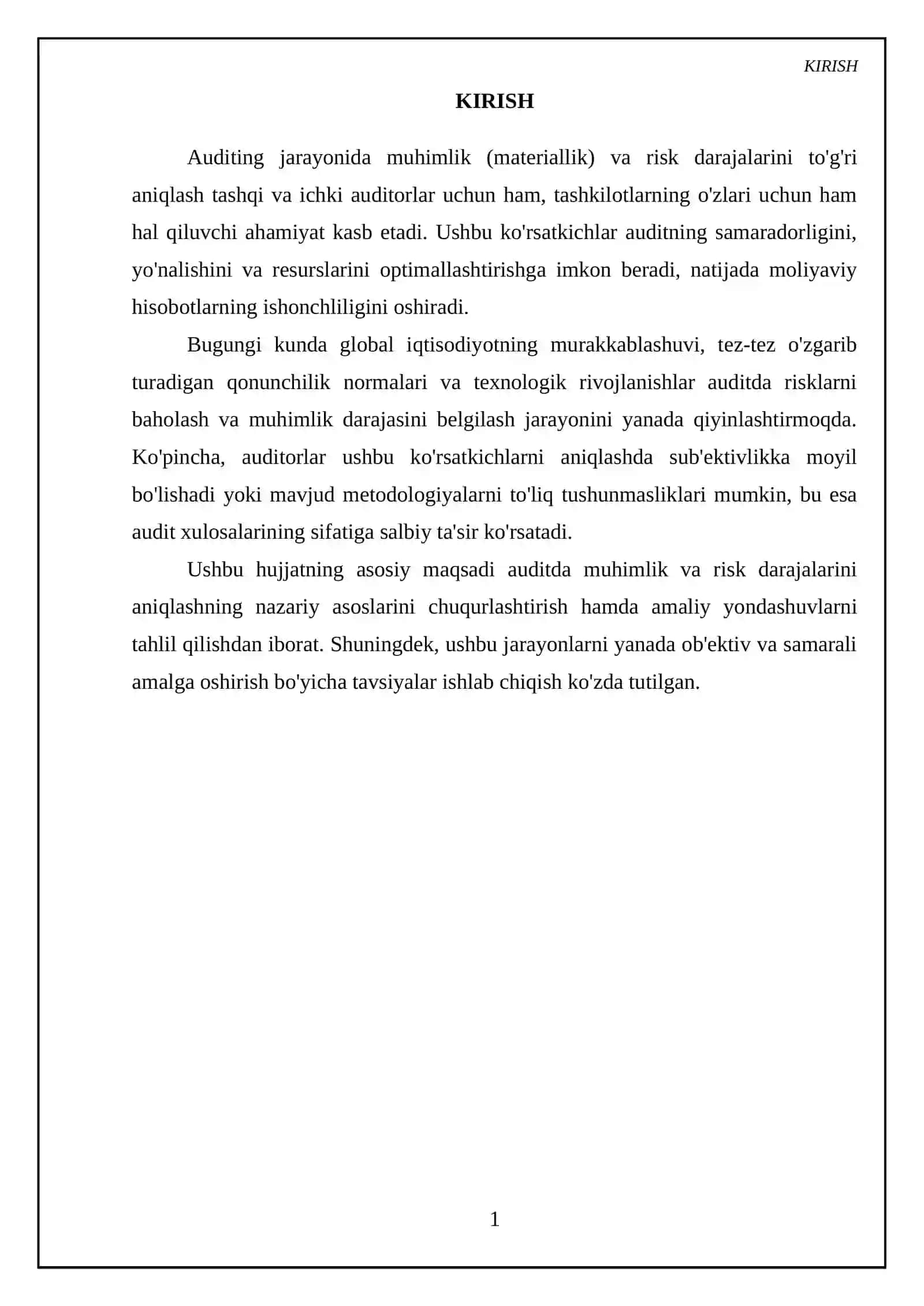Auditda muhimlik va risk darajalarini aniqlash 3