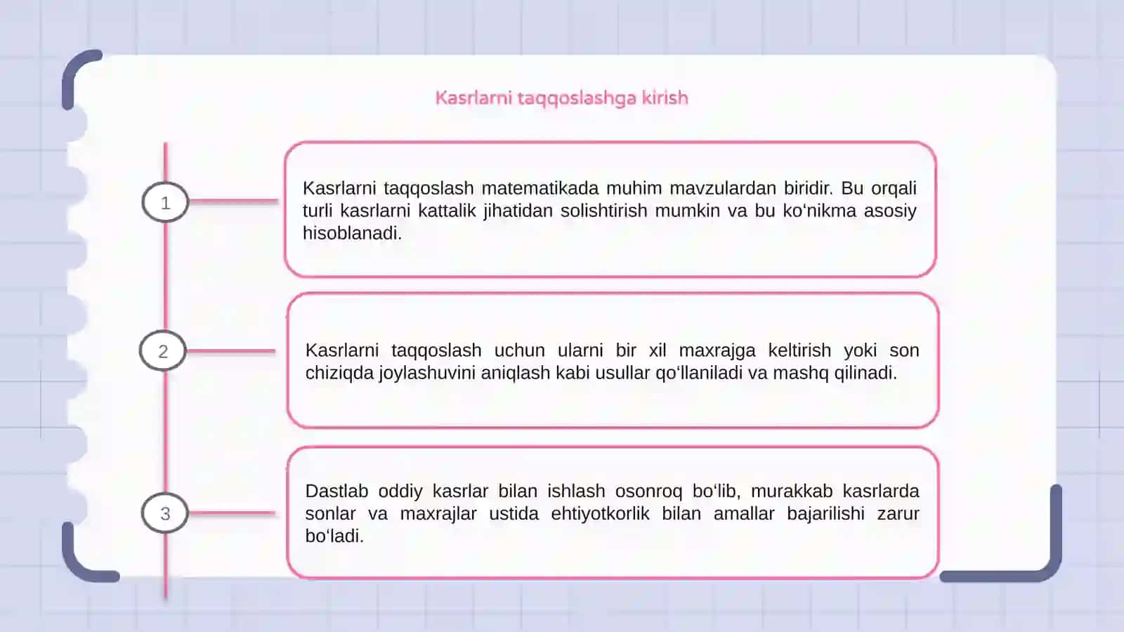 Kasrlarni taqqoslash 3
