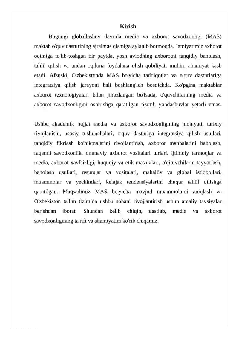 Media va axborot savodxonligi: Asosiy tushunchalar va ahamiyat 3