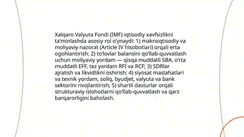 Iqtisodiy xavsizlikni taminlashda xalqaro tashkilotlarning oʻrni va roʻli 3