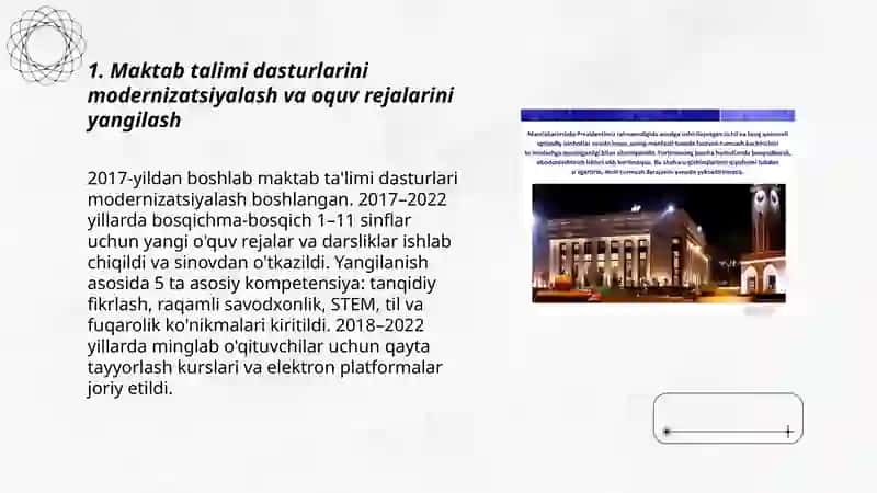 Maktab talimi dasturlarini modernizatsiyalash va oquv rejalarini yangilash 3