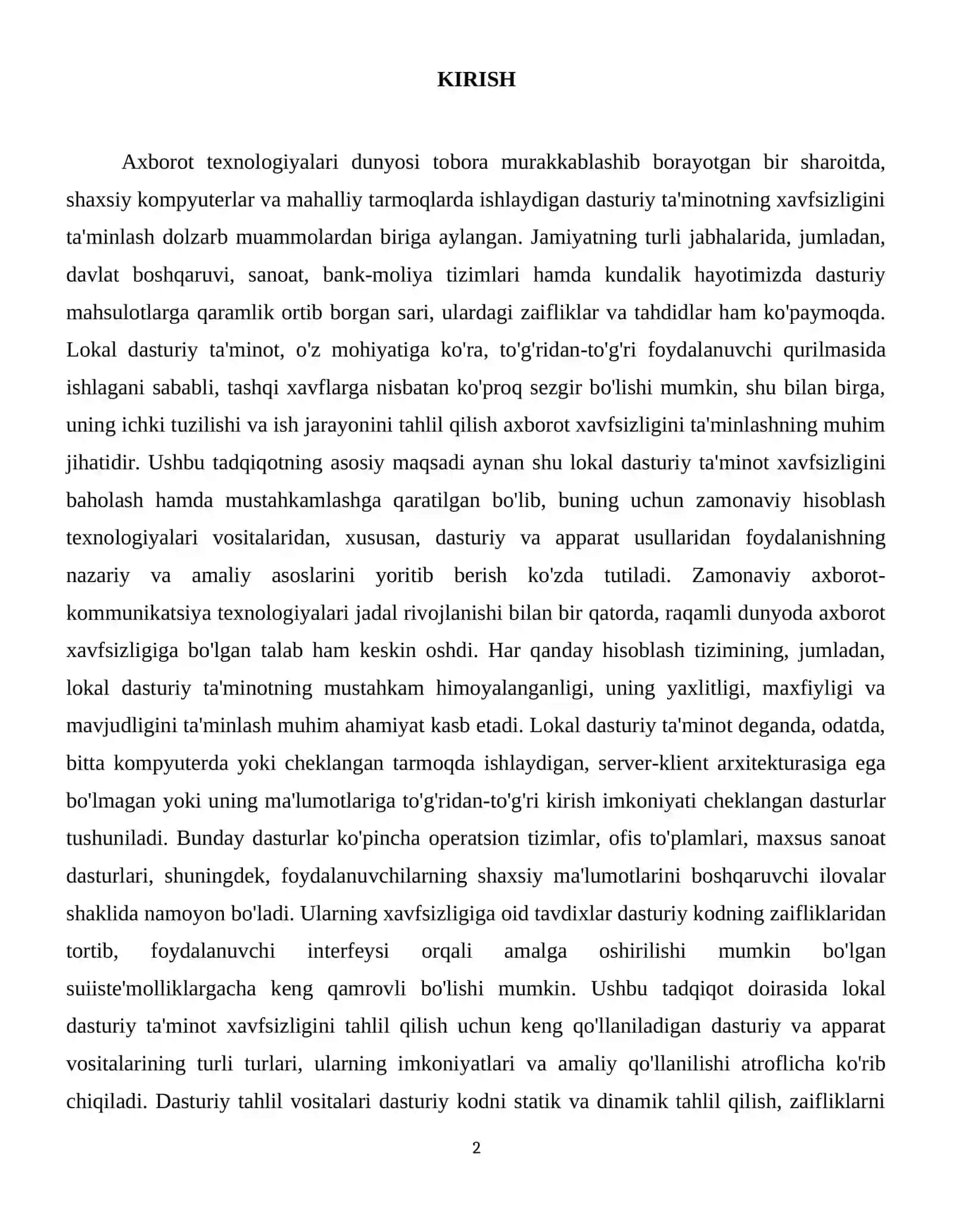 Hisoblash texnologiyasi vositalari lokal dasturiy ta’minoti xavfsizligini   tahlillashni dasturiy-apparat vositalari 3