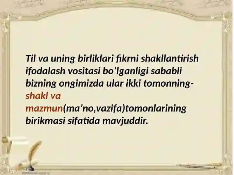Tilda shakl va mazmun nomutanosibligi. Sistem leksikologiya va tarixiylik 3