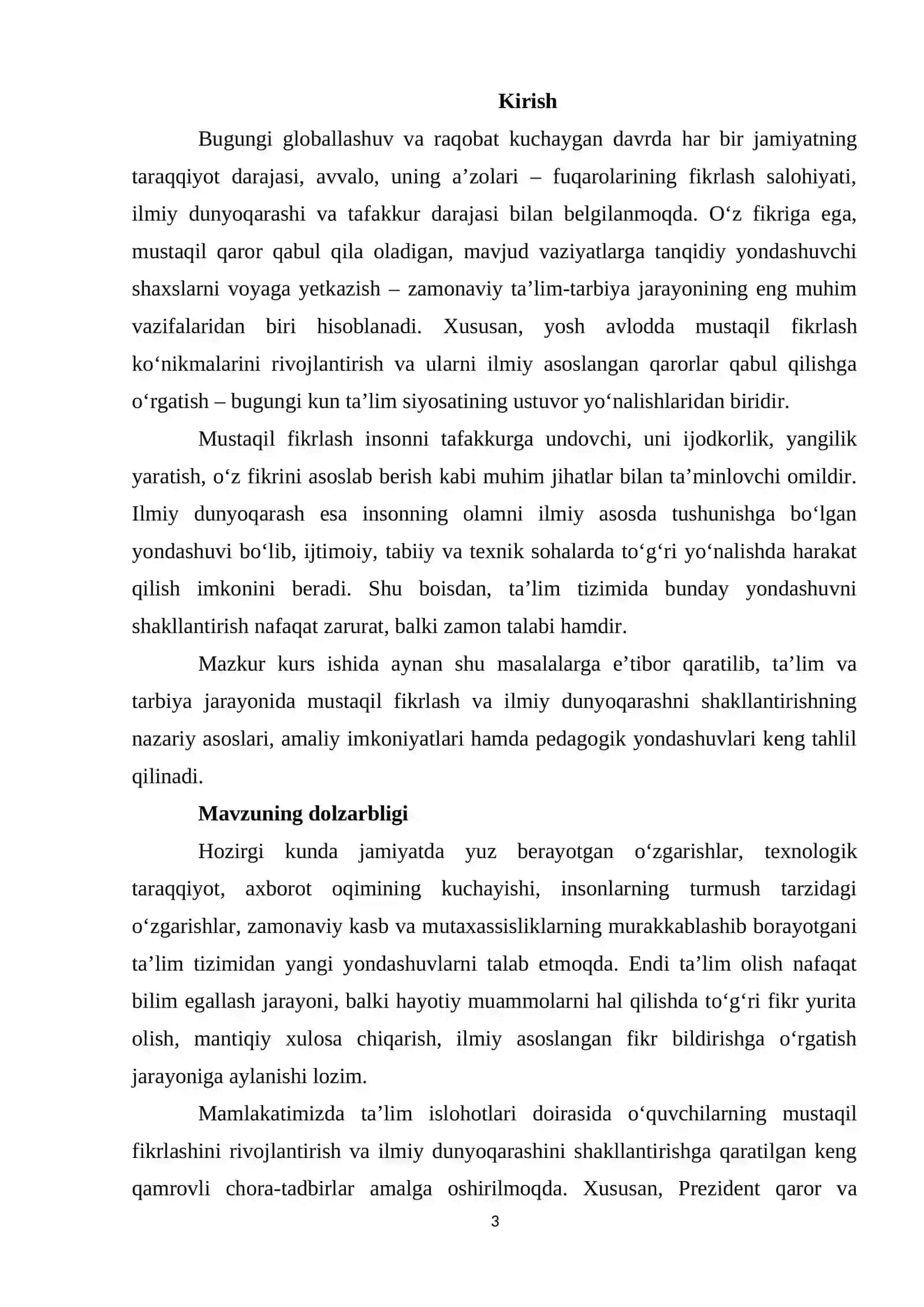 Ta'lim tarbiya jarayonida mustaqil fikrlash va ilmiy dunyoqarashni shakllantirish 3